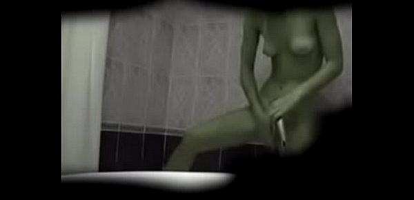  Young woman spy shower